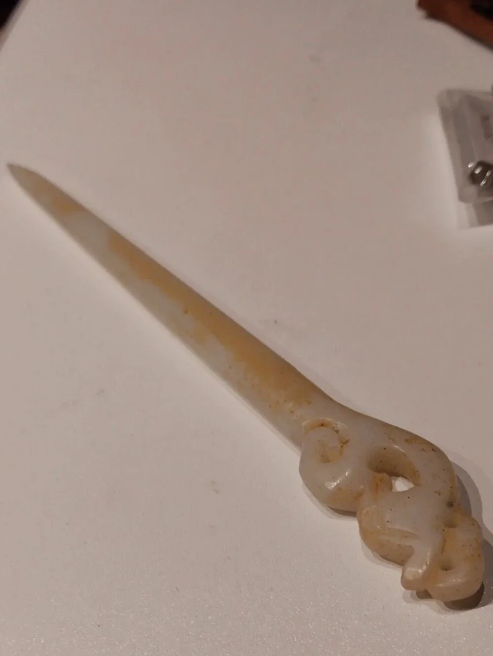 Hand Carved White Jade Hair Pin